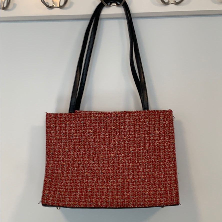 Red Patterned Structured Purse.